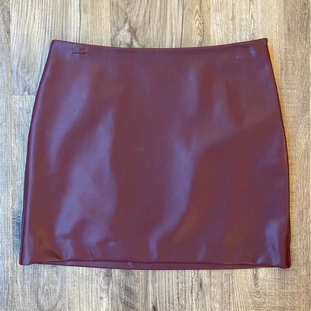 Express Faux Leather Mini Skirt - Wine
